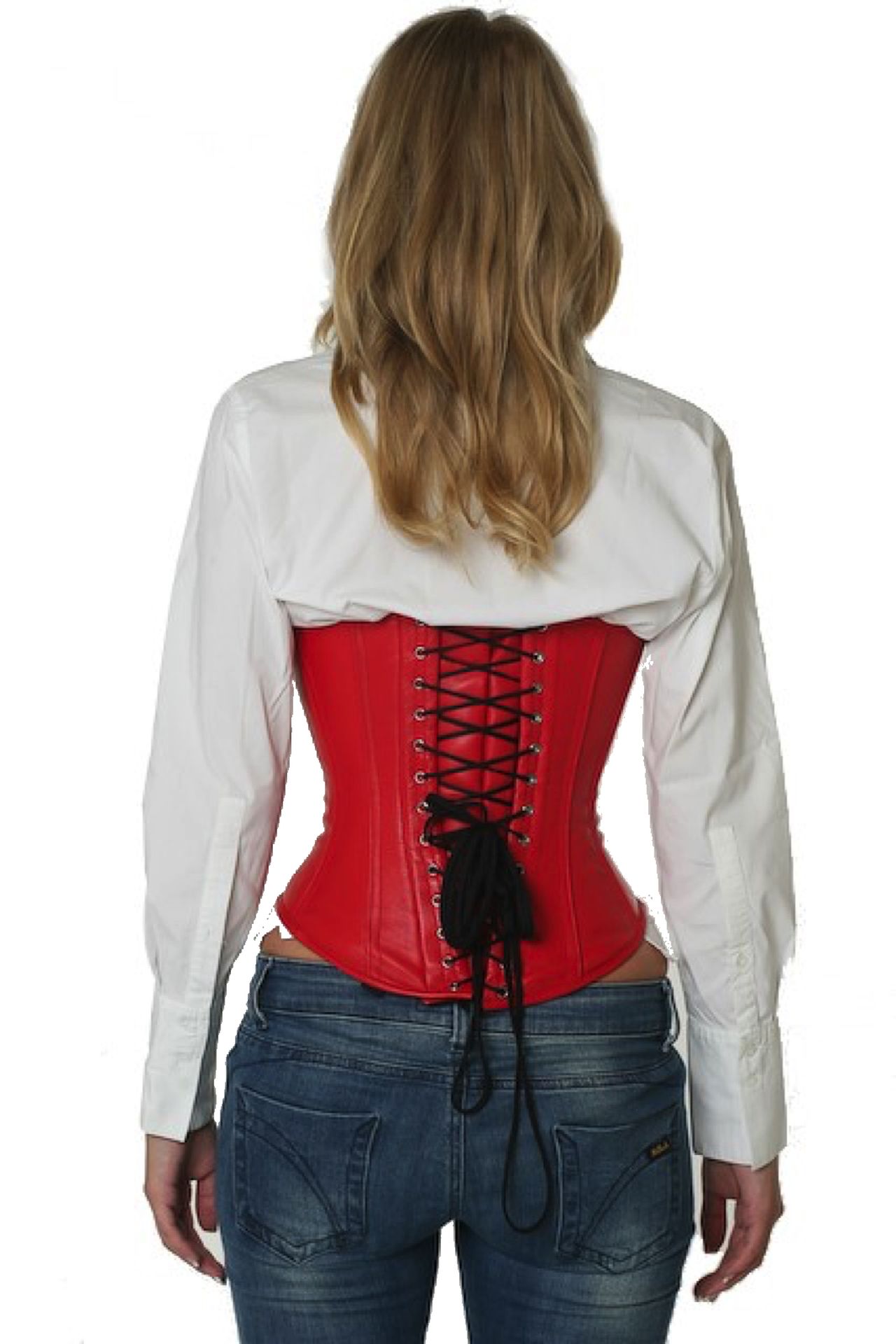 Korsett Unterbrust Leder Rot lu23