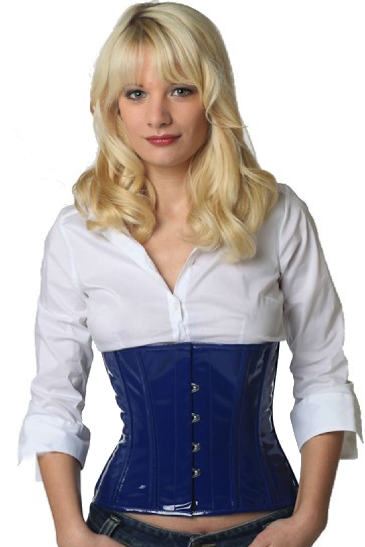 Korsett Taillen Lack Blau pw73