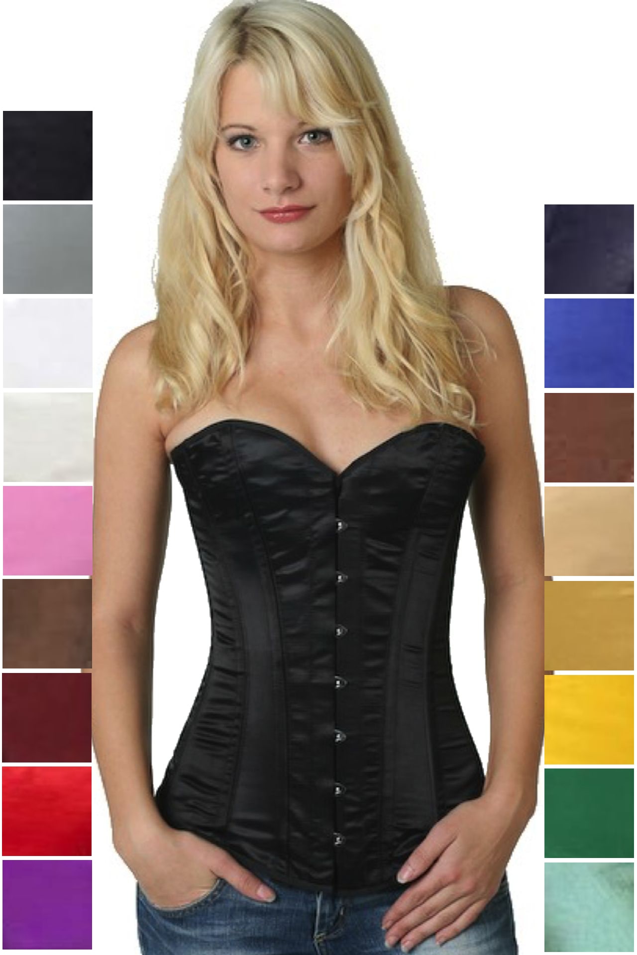 Korsett Satin Vollbrust schwarz Korsett Satin Vollbrust schwarz