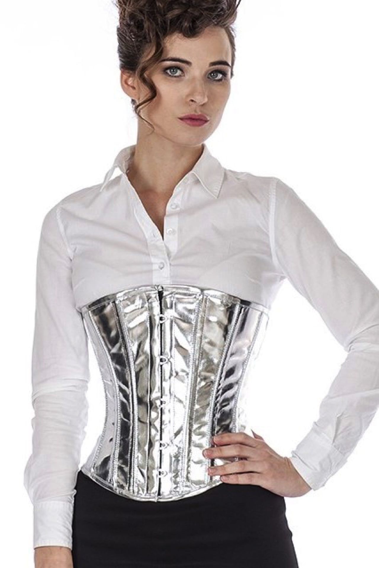 Korsett Lack Silber Glitter Unterrust Korsett Lack Silber Glitter Unterrust