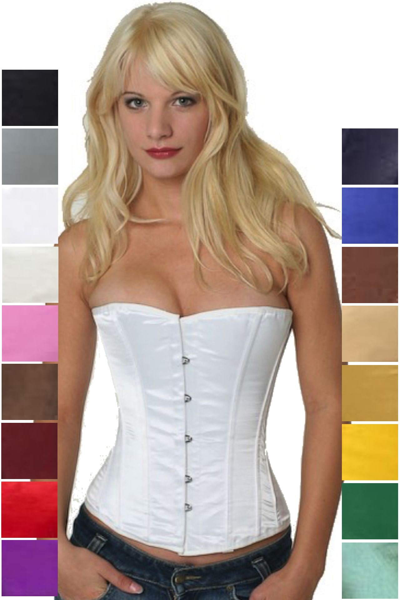 Korsett weiß Satin Halbbrust Korsett weiß Satin Halbbrust