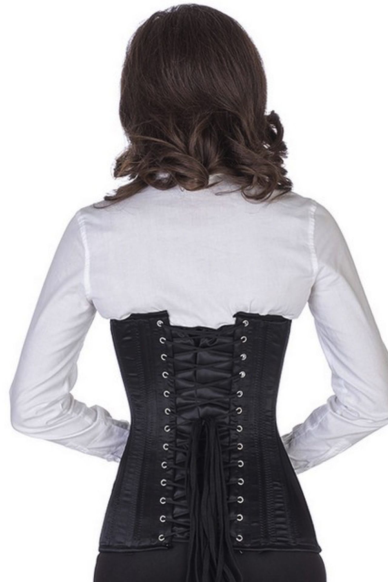 Korsett schwarz Satin Unterbrust geschwungen Korsett schwarz Satin Unterbrust geschwungen