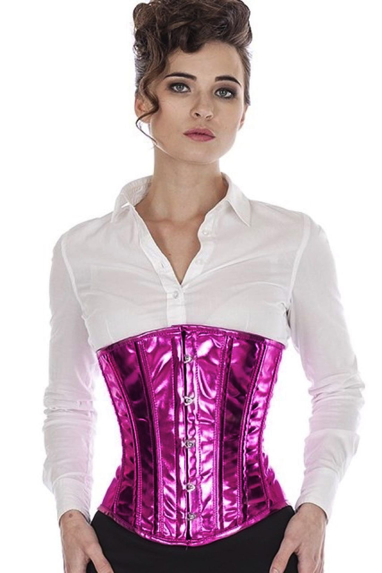 Korsett Unterbrust Lack Pink Glitter puG7