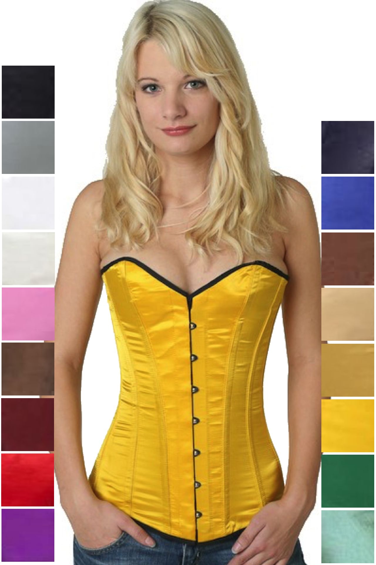 Korsett gelb Satin Vollbrust Korsett gelb Satin Vollbrust