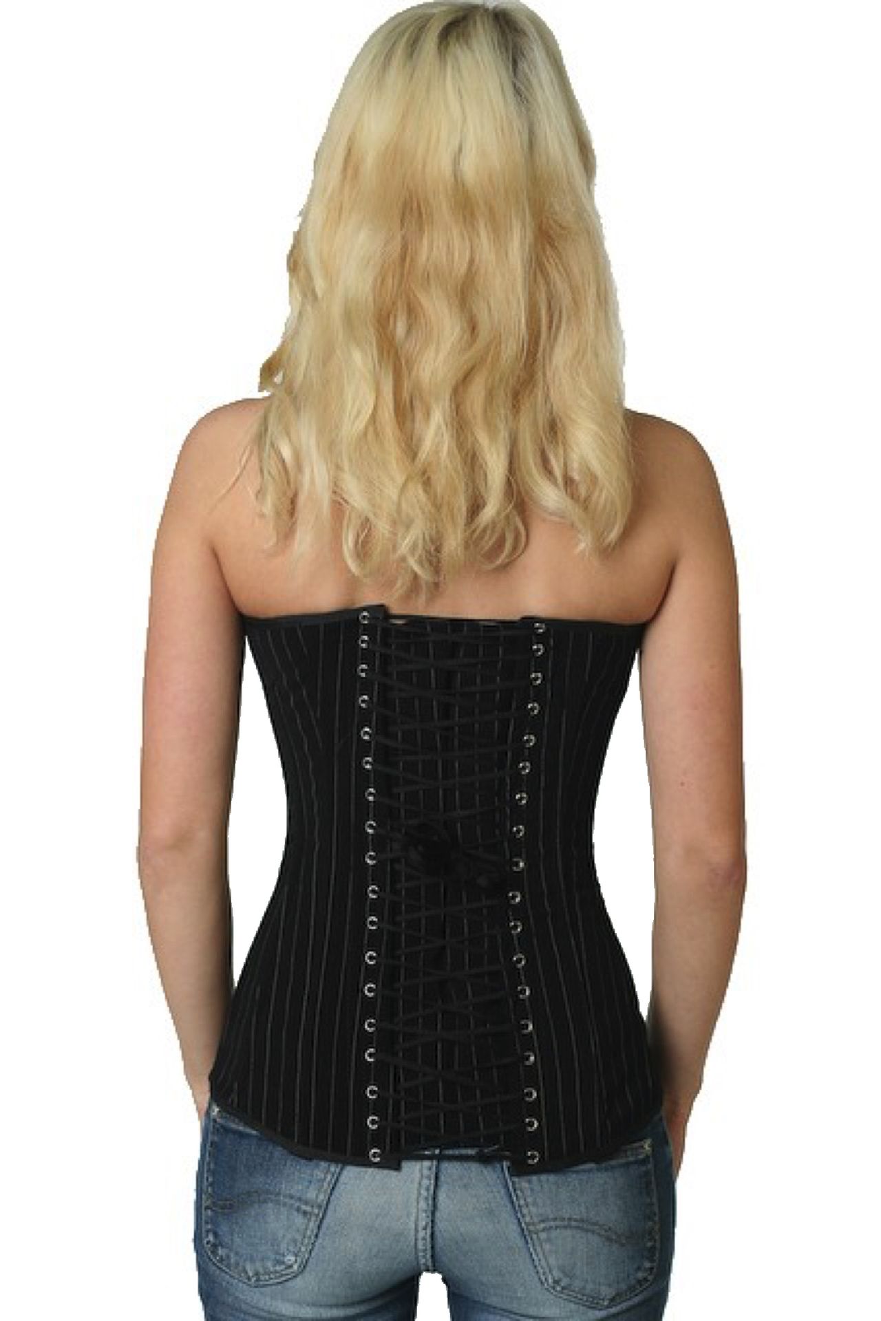 Korsett Nadelstreifen Grau Vollbrust Korsett Nadelstreifen Grau Vollbrust