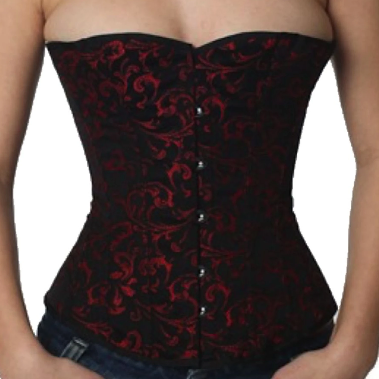 Korsett Halbbrust Brokat Rot rh81 Korsett Halbbrust Brokat Rot rh81