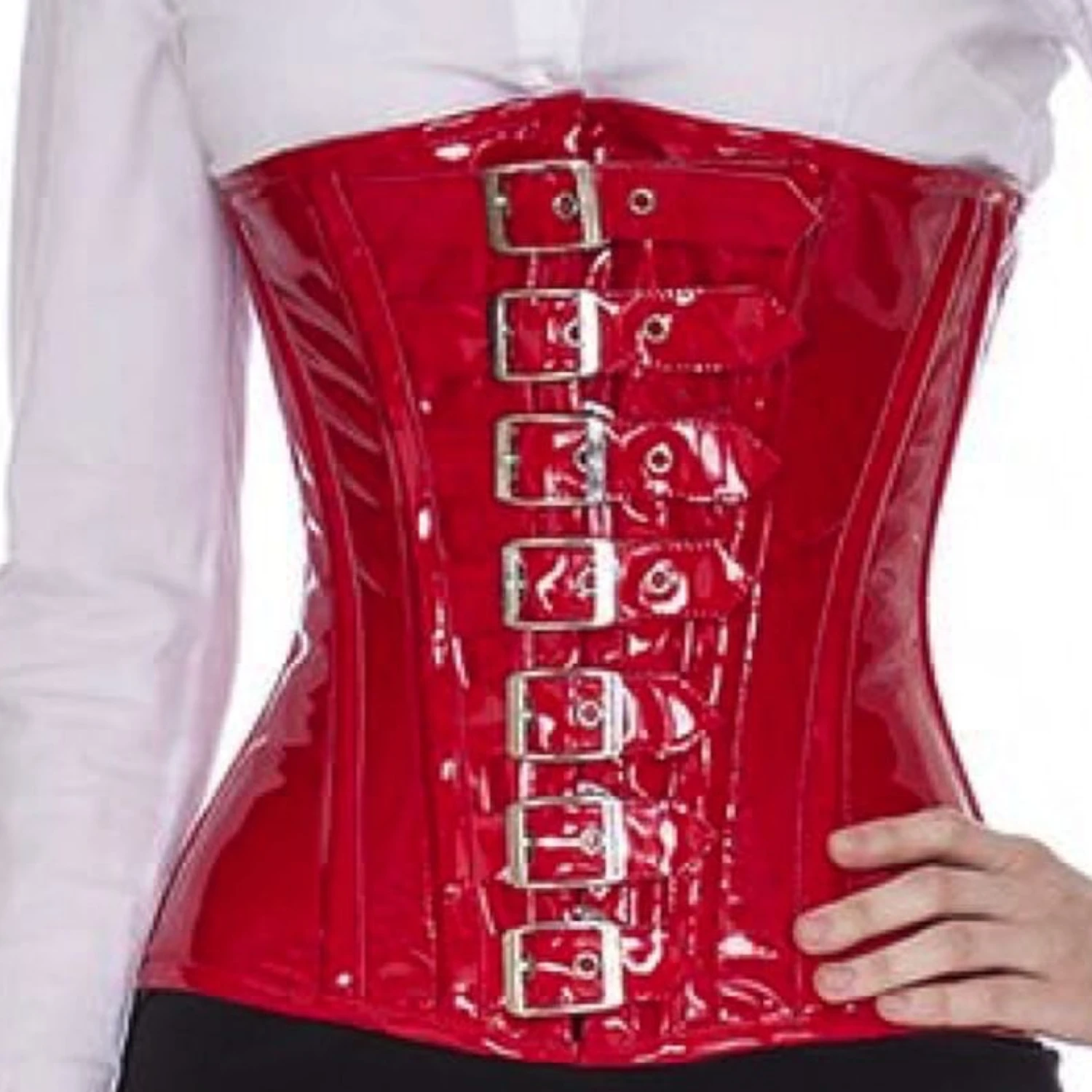 Korsett Unterbrust mit Schnallen Rot Lack pc71 Korsett Unterbrust mit Schnallen Rot Lack pc71