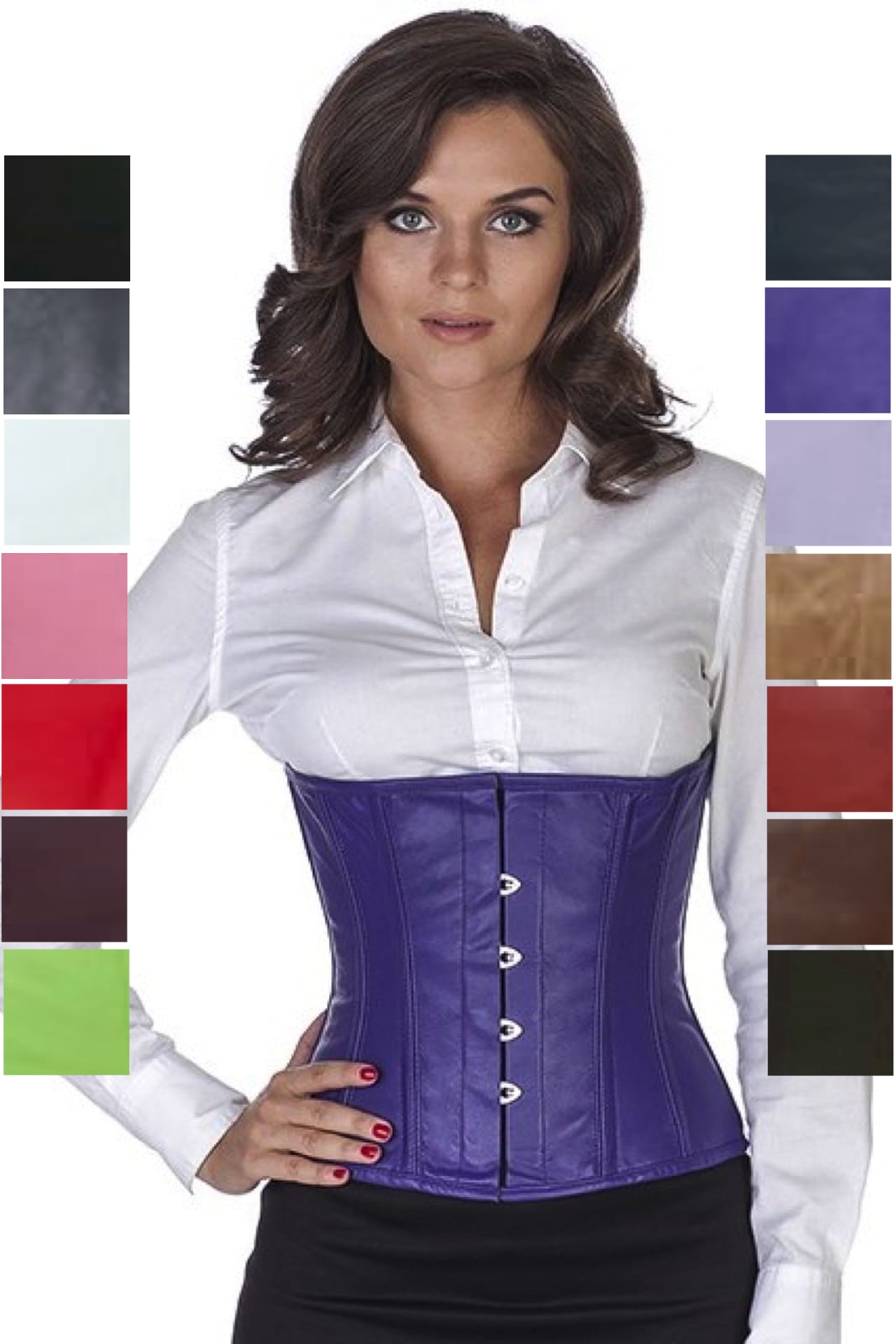 Korsett violett Leder Taillienkorsett Korsett violett Leder Taillienkorsett