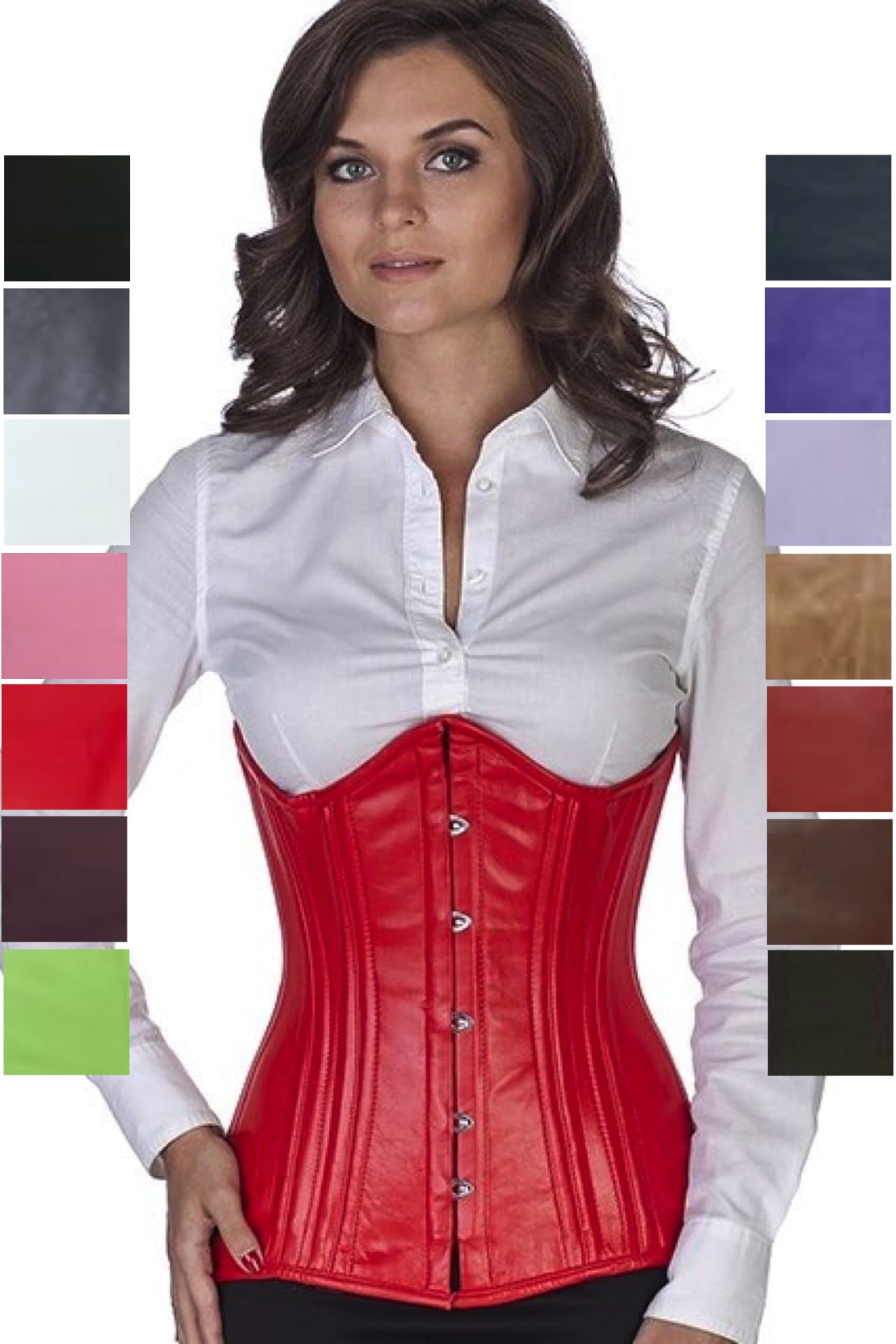 Korsett rot Leder Unterbrustkorsett geschwungen Korsett rot Leder Unterbrustkorsett geschwungen