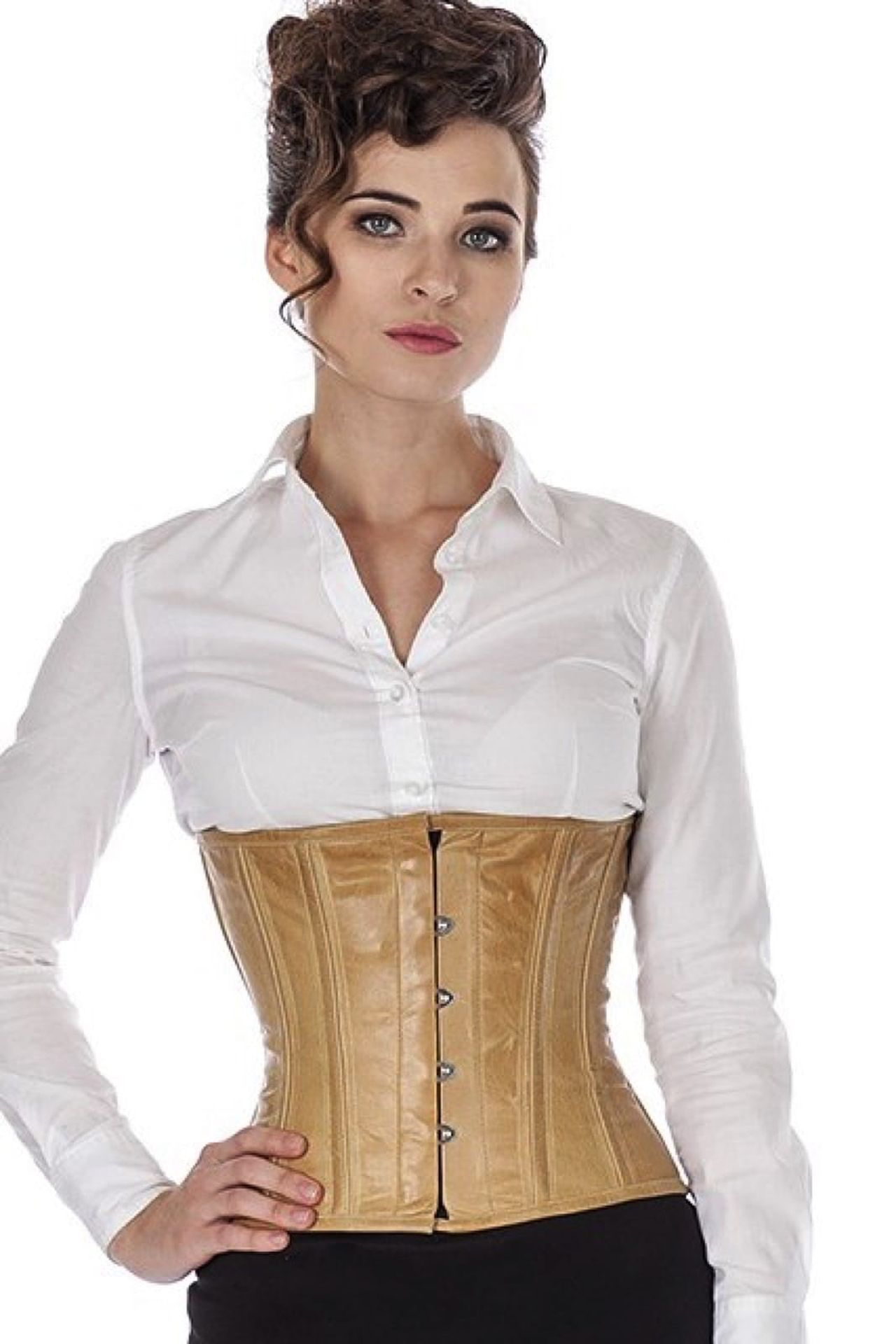 Korsett beige Leder Taillienkorsett Korsett beige Leder Taillienkorsett