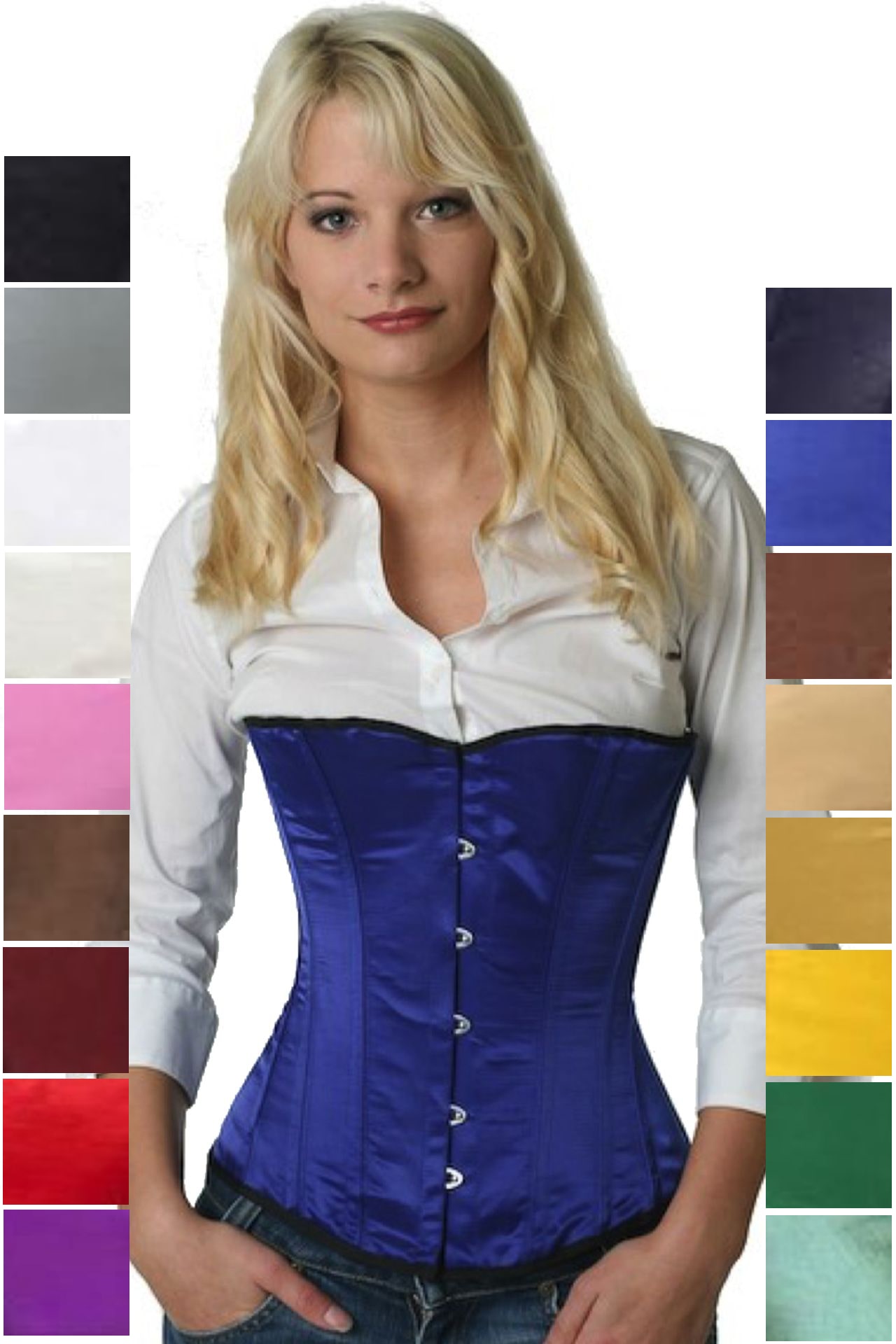Korsett blau Satin Halbbrust Korsett blau Satin Halbbrust