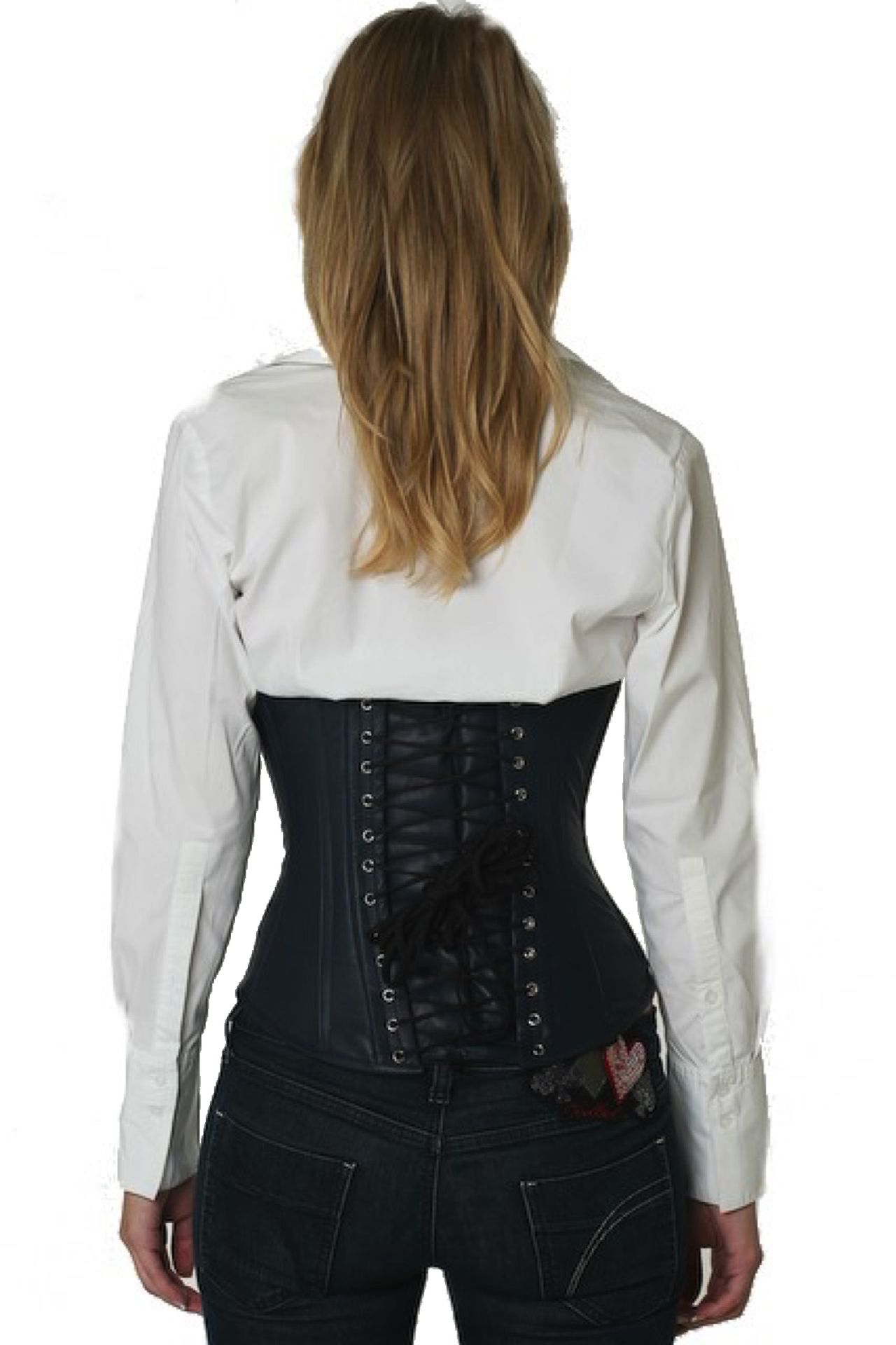 Korsett Leder Blau Unterbrust lu29
