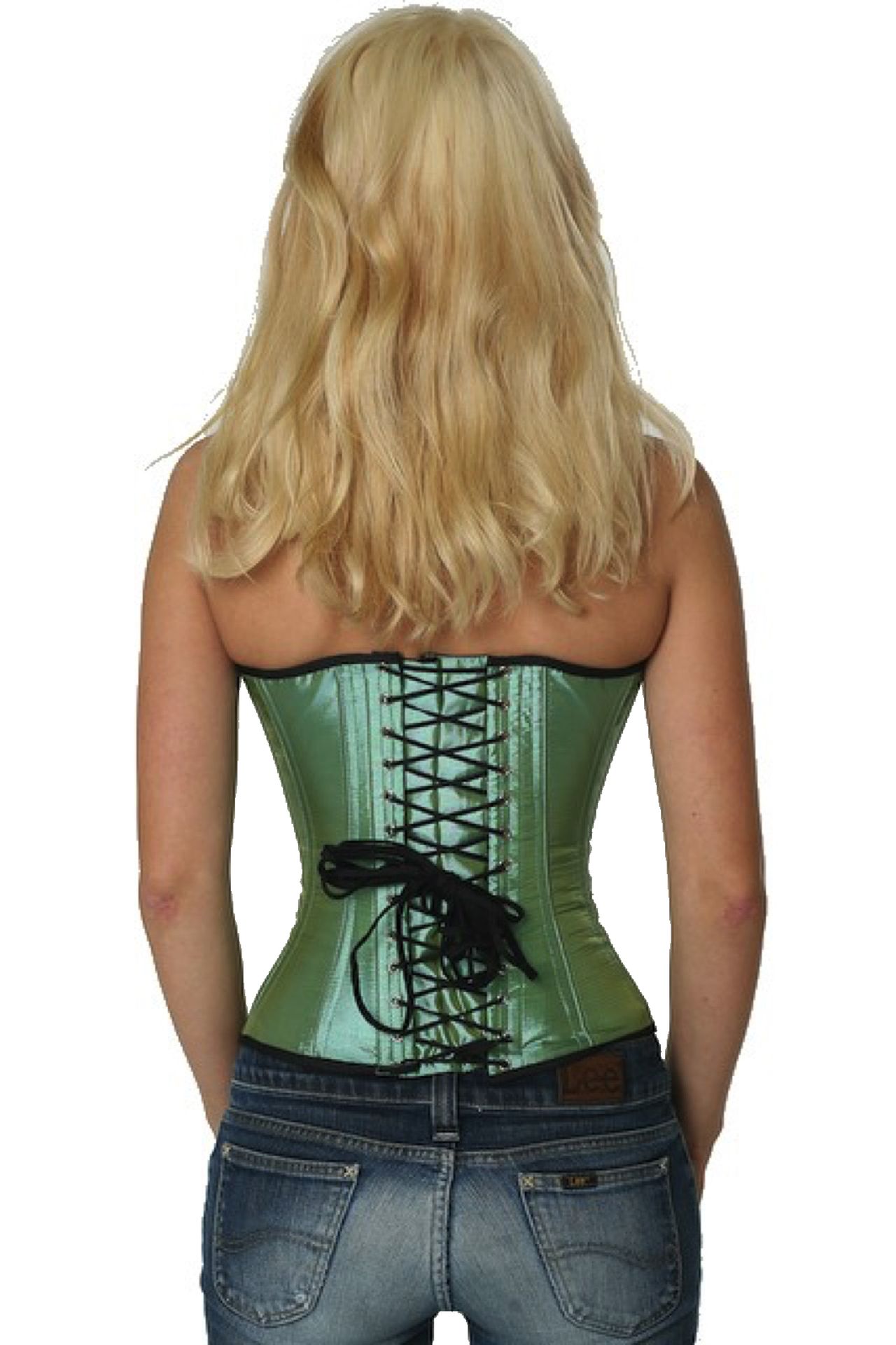 Korsett hellgrün Satin Halbbrust Korsett hellgrün Satin Halbbrust