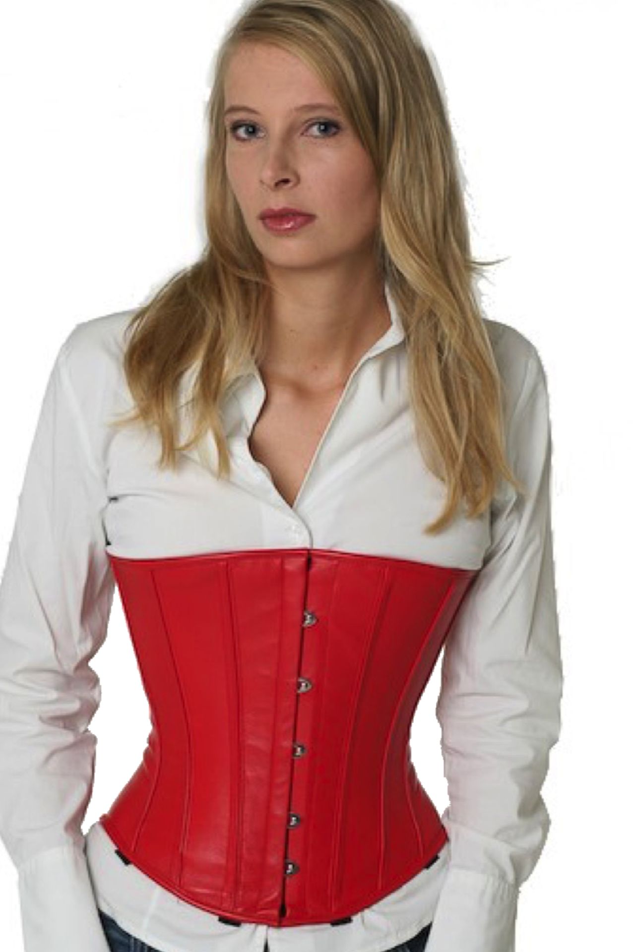Korsett Unterbrust Leder Rot lu23