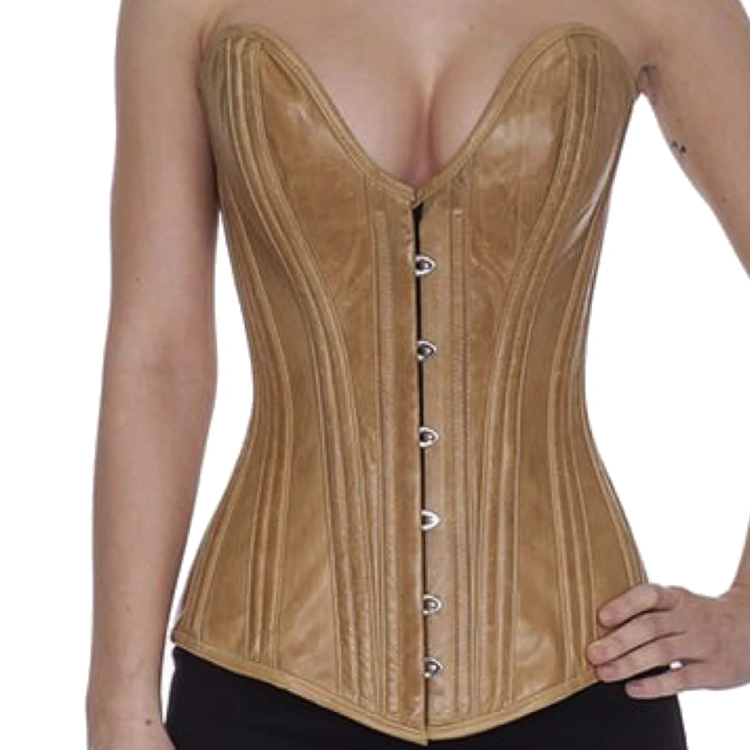 Korsett Beige Vollbrust tiefer Ausschnitt Leder ll38 Korsett Beige Vollbrust tiefer Ausschnitt Leder ll38