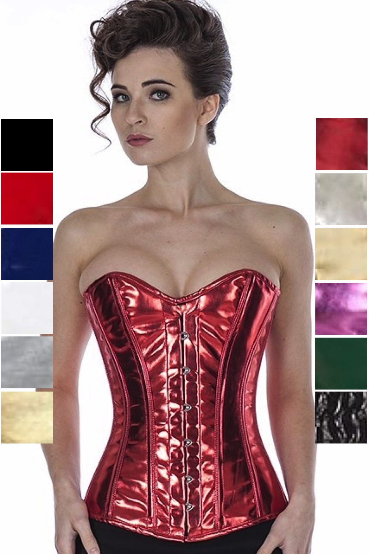 Korsett Vollbrust Lack Rot Glitter pyG1