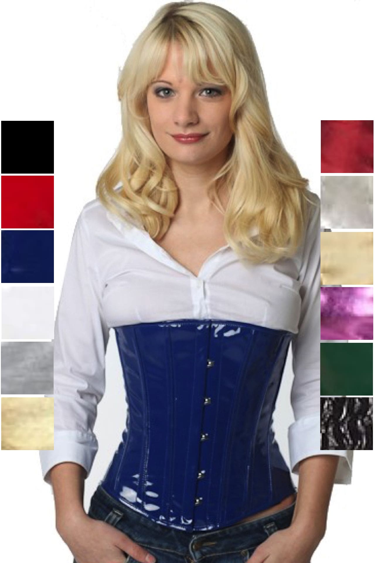 Korsett Lack Blau Unterrust Korsett Lack Blau Unterrust