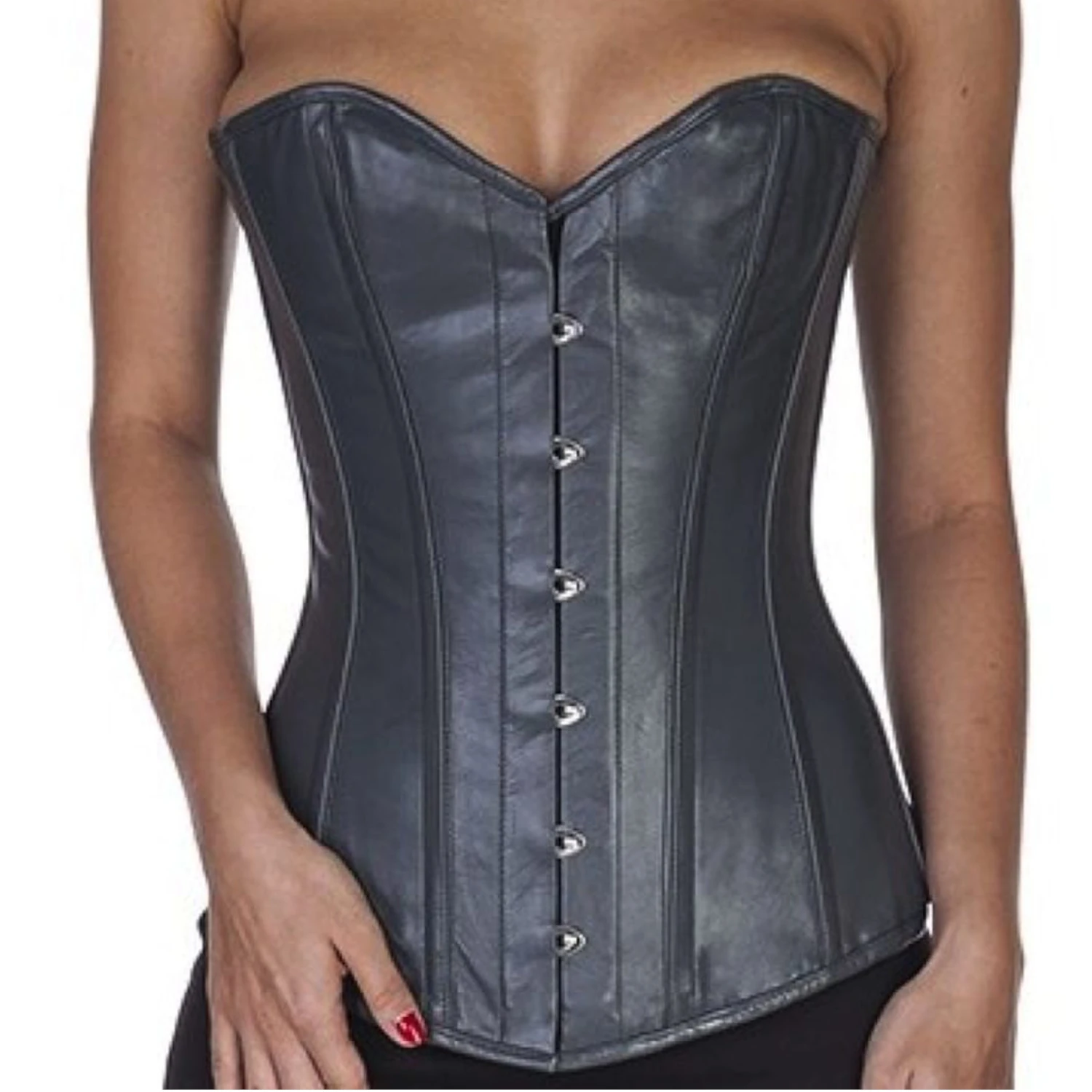 Korsett Vollbrust Leder Grau ly34 Korsett Vollbrust Leder Grau ly34