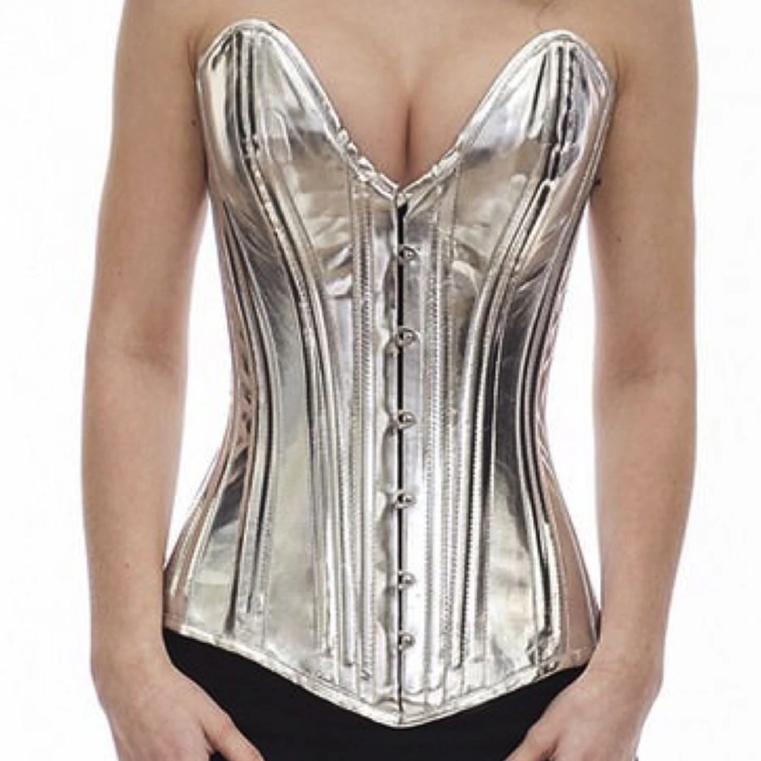 Korsett Silber Glitter Lack Vollbrust tiefer Ausschnitt plG4 Korsett Silber Glitter Lack Vollbrust tiefer Ausschnitt plG4