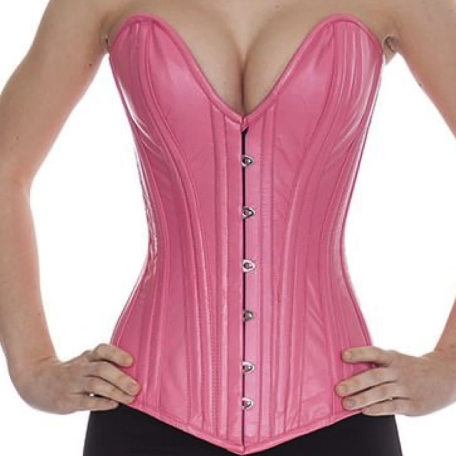 Korsett Rosa Vollbrust tiefer Ausschnitt Leder ll22 Korsett Rosa Vollbrust tiefer Ausschnitt Leder ll22