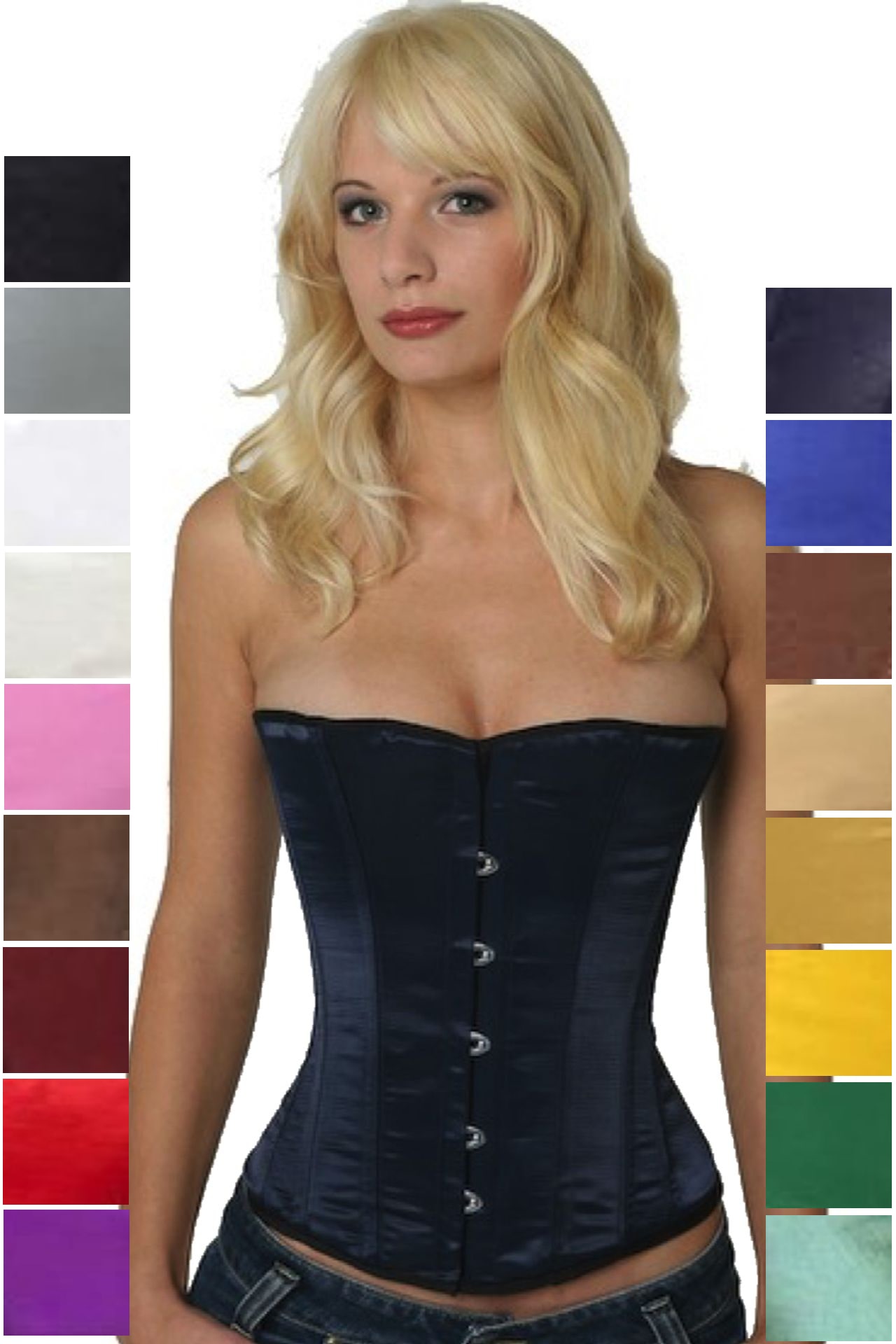 Korsett navy blau Satin Halbbrust Korsett navy blau Satin Halbbrust