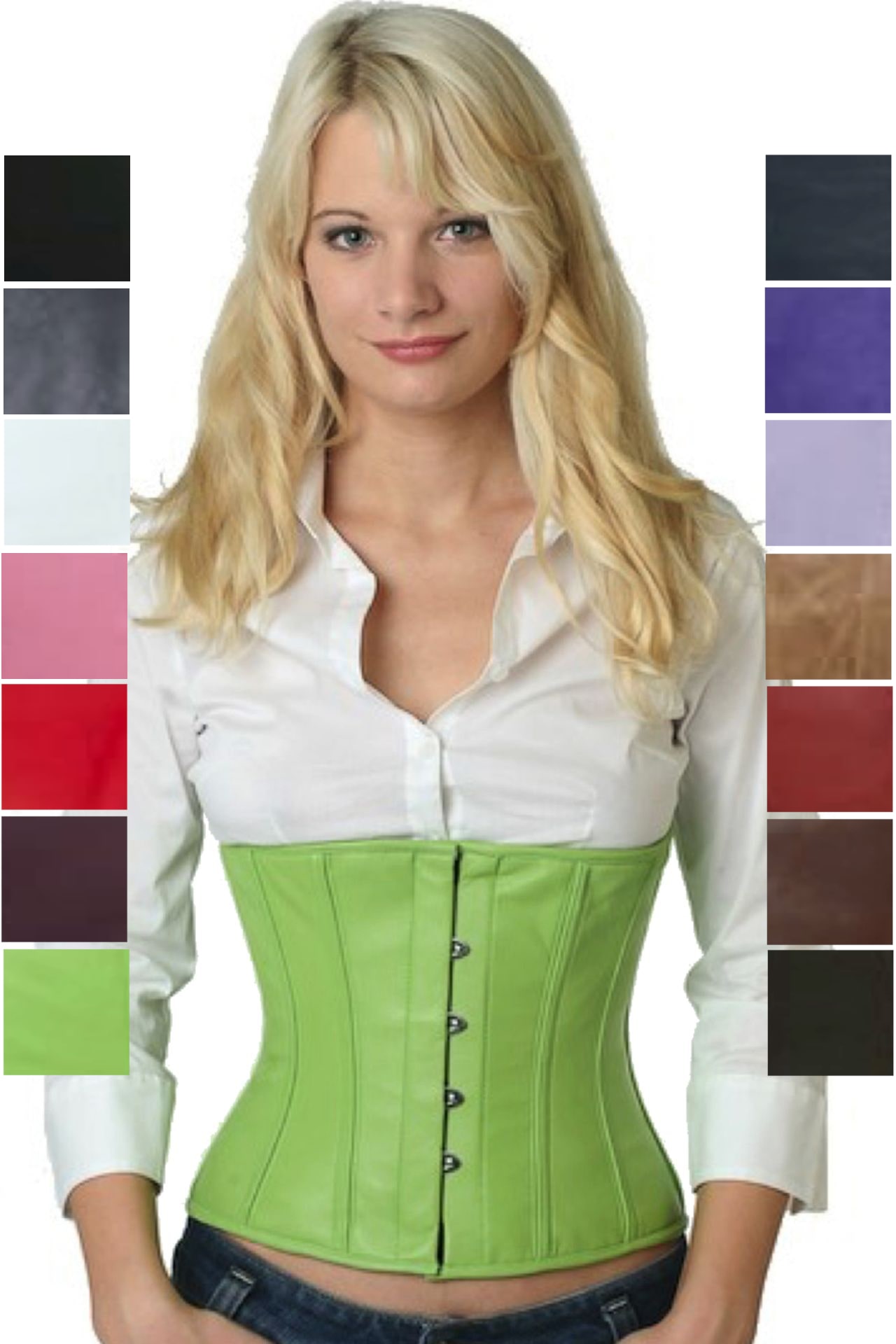 Korsett Leder Grün Taillen lw28 Korsett Leder Grün Taillen lw28