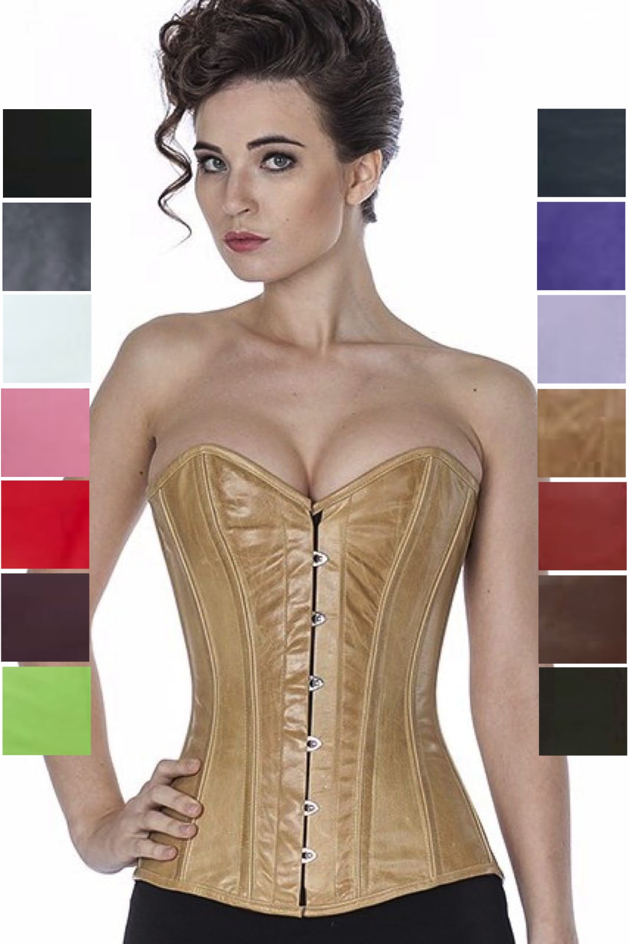Korsett beige Karamell Leder Vollbrust Korsett beige Karamell Leder Vollbrust