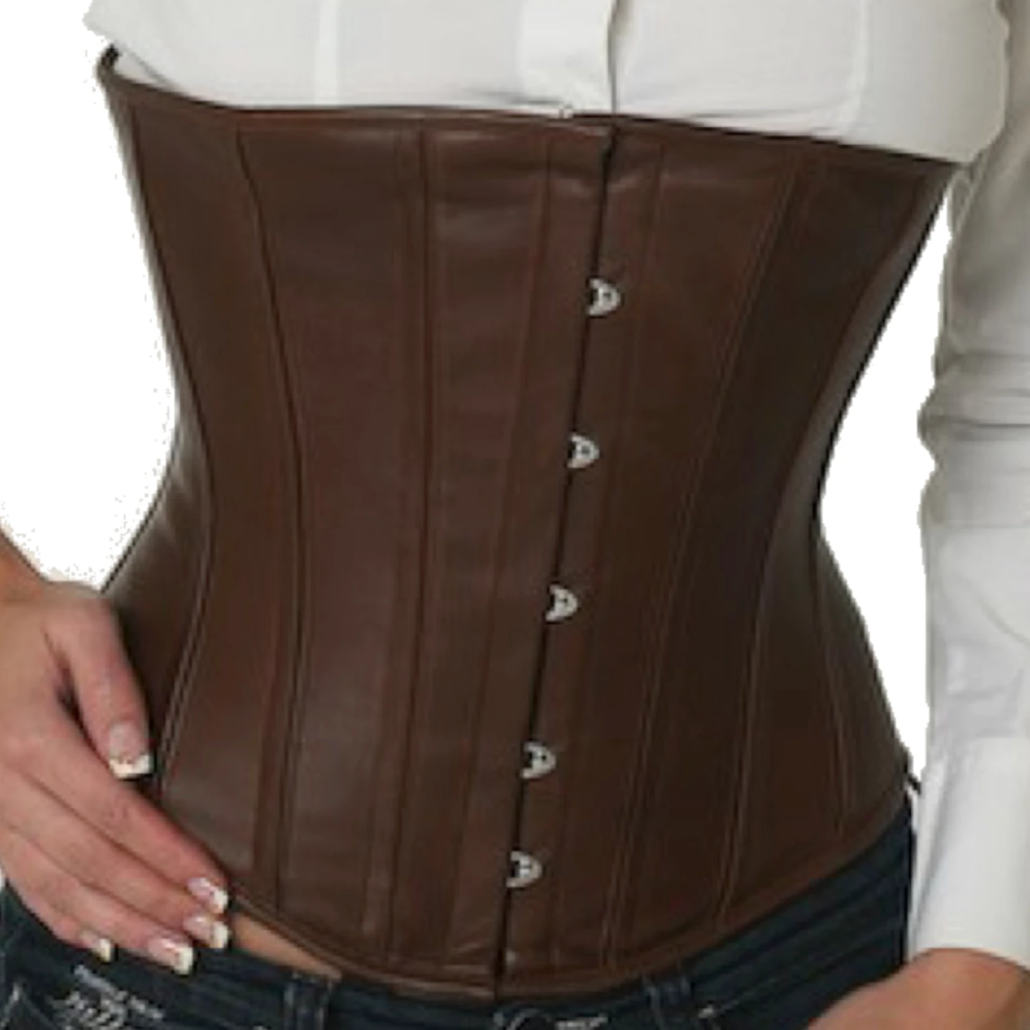 Korsett Unterbrust Leder Braun lu26