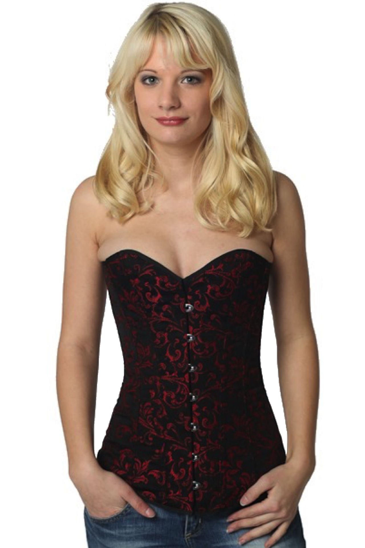 Korsett Brokat Rot Vollbrust Korsett Brokat Rot Vollbrust