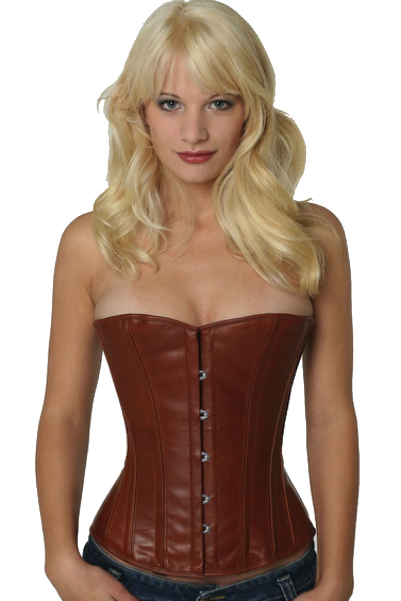 Korsett Leder Braun Hellbraun Halbbrust lh27