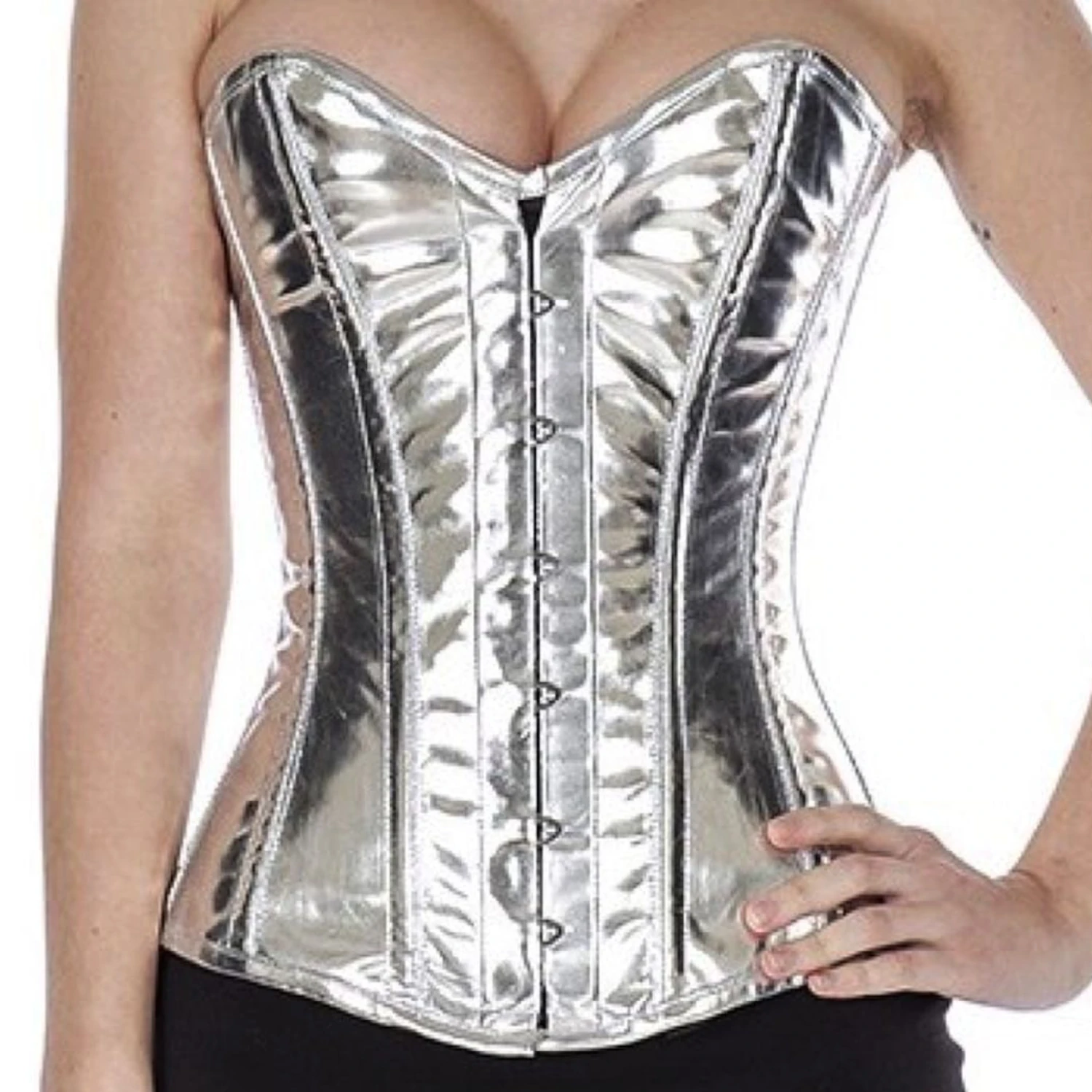 Korsett Silber Glitter Vollbrust Lack pyG4 Korsett Silber Glitter Vollbrust Lack pyG4