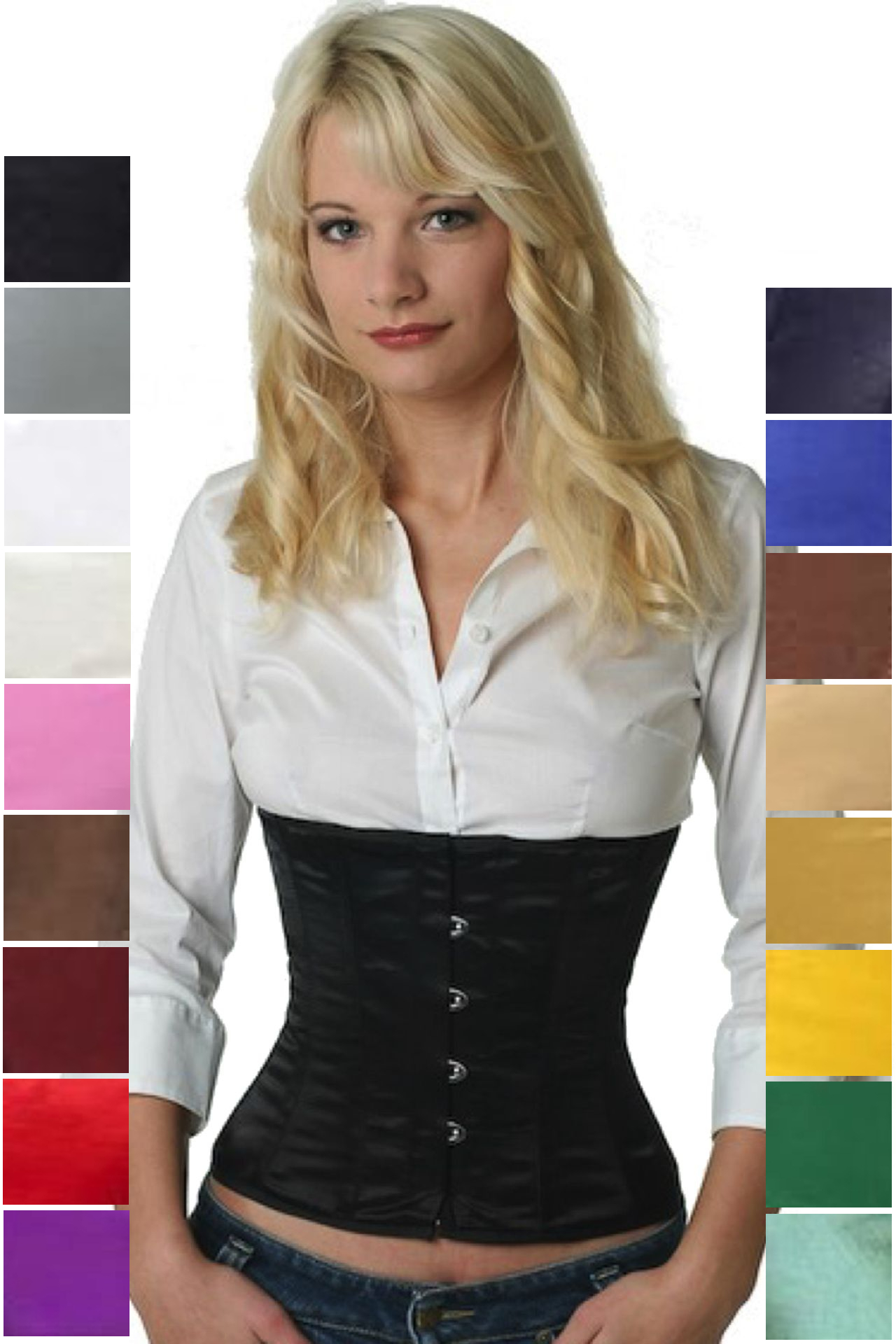 Korsett schwarz Satin Taillenkorsett Korsett schwarz Satin Taillenkorsett