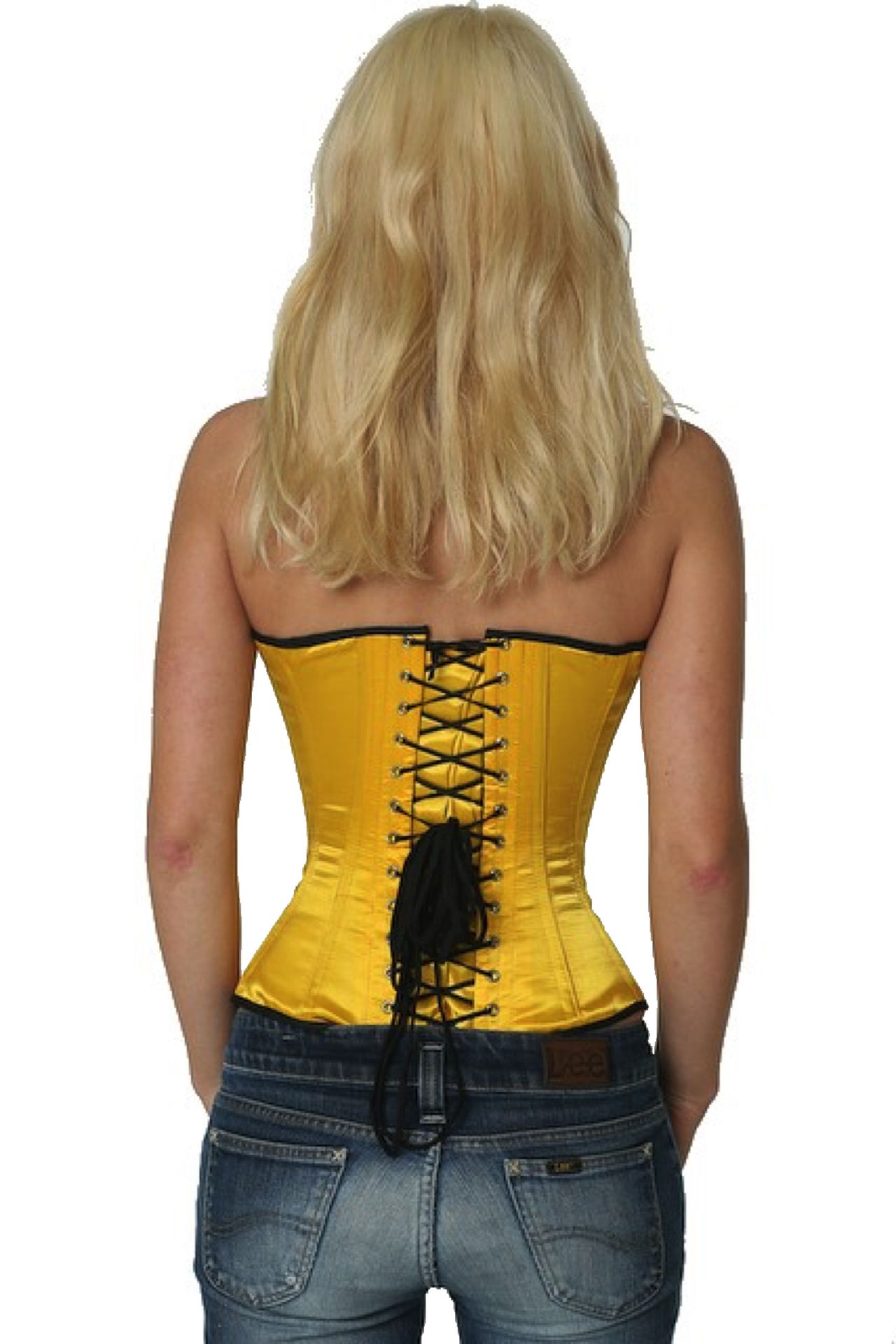 Korsett gelb Satin Halbbrust Korsett gelb Satin Halbbrust
