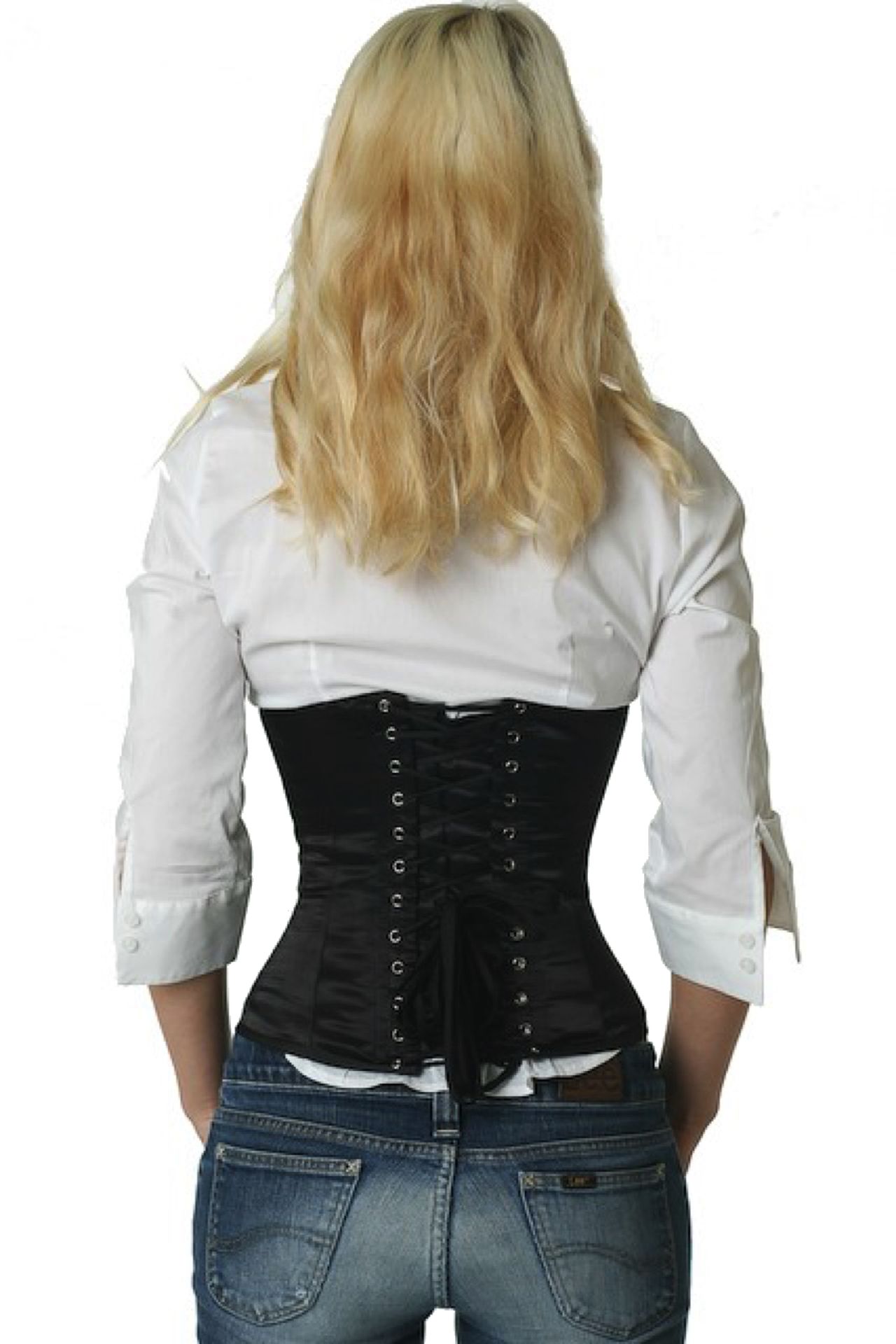 Korsett schwarz Satin Taillenkorsett Korsett schwarz Satin Taillenkorsett