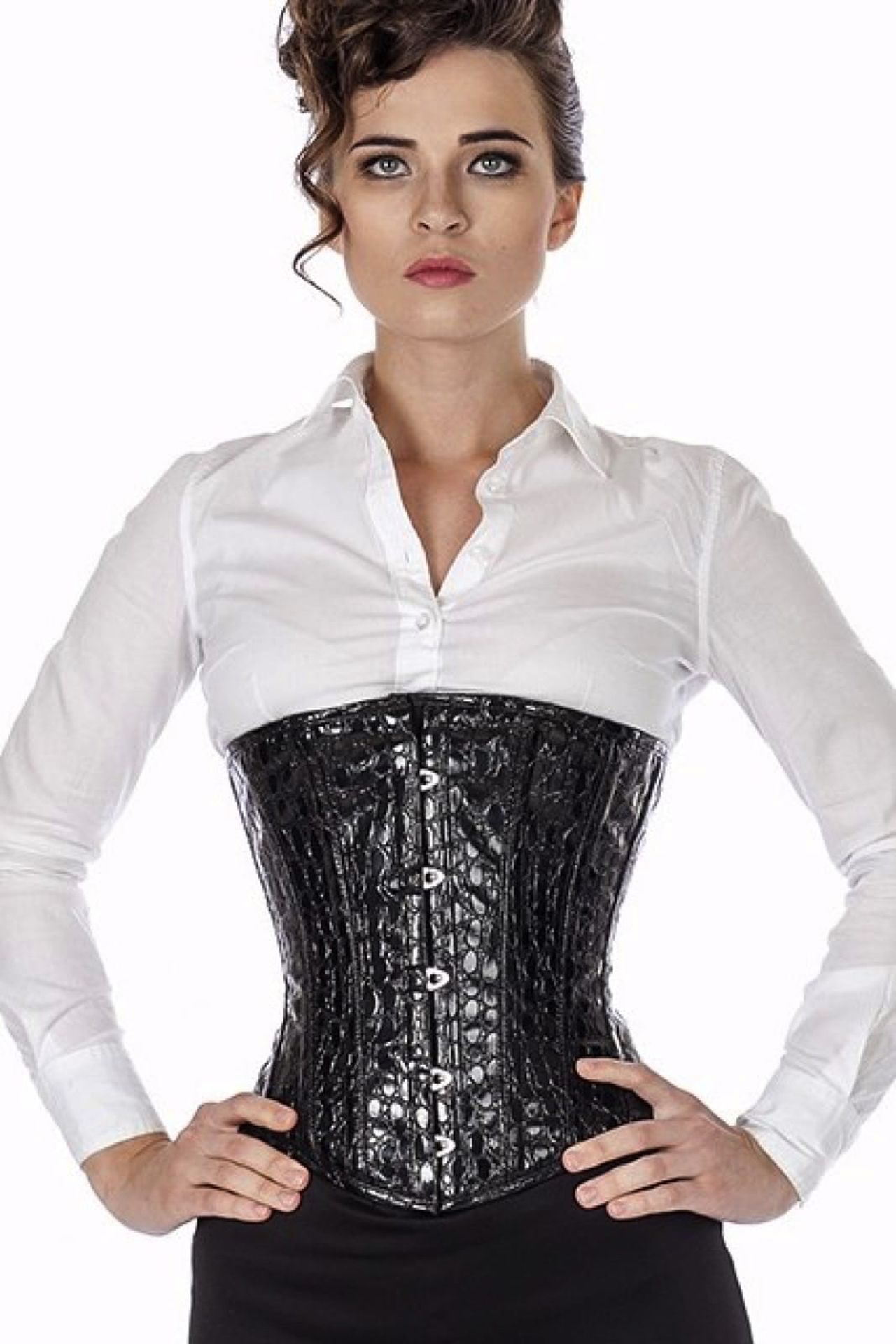 Korsett Lack Schwarz Croco Unterrust Korsett Lack Schwarz Croco Unterrust