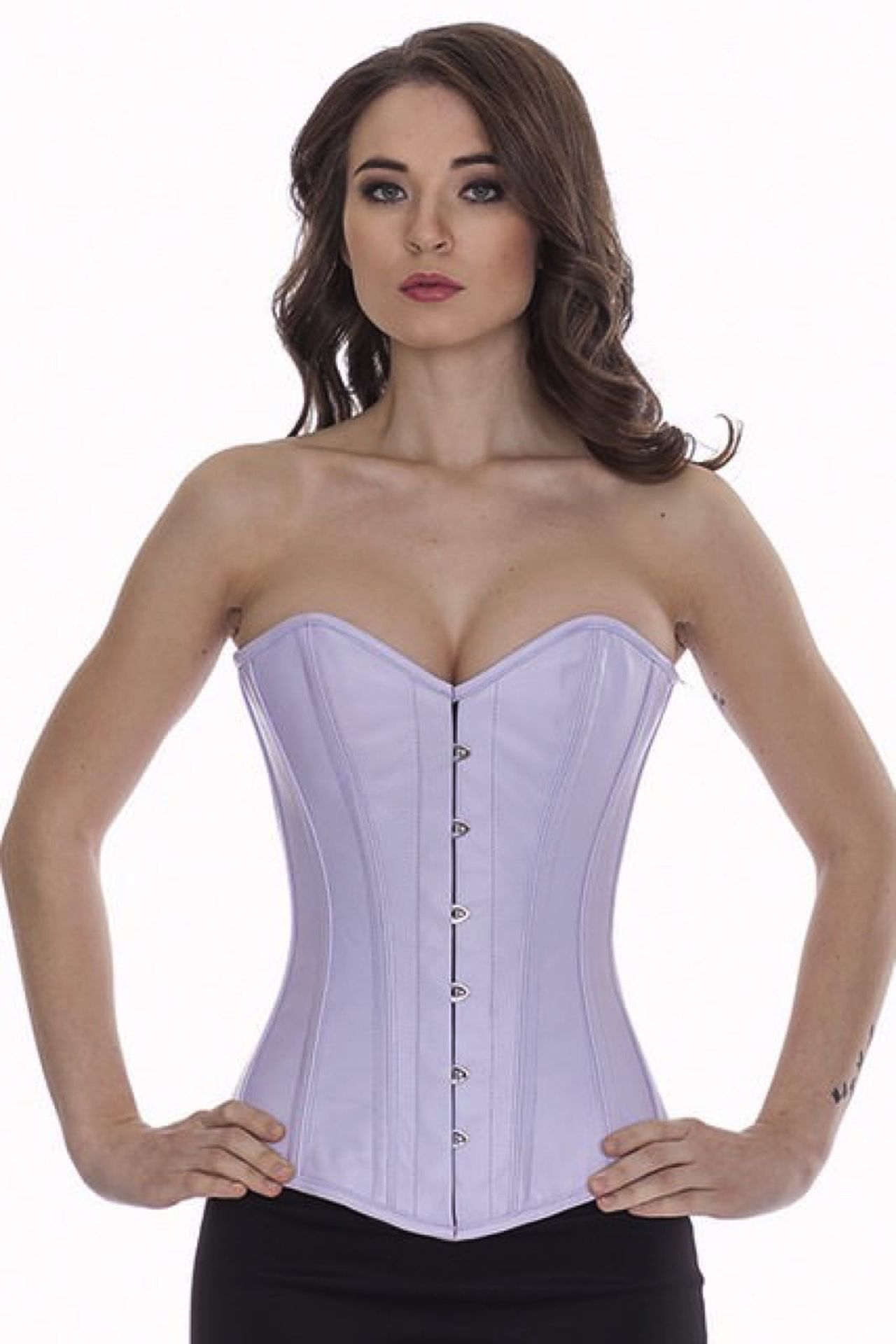 Korsett Vollbrust Hell Violett Leder ly39