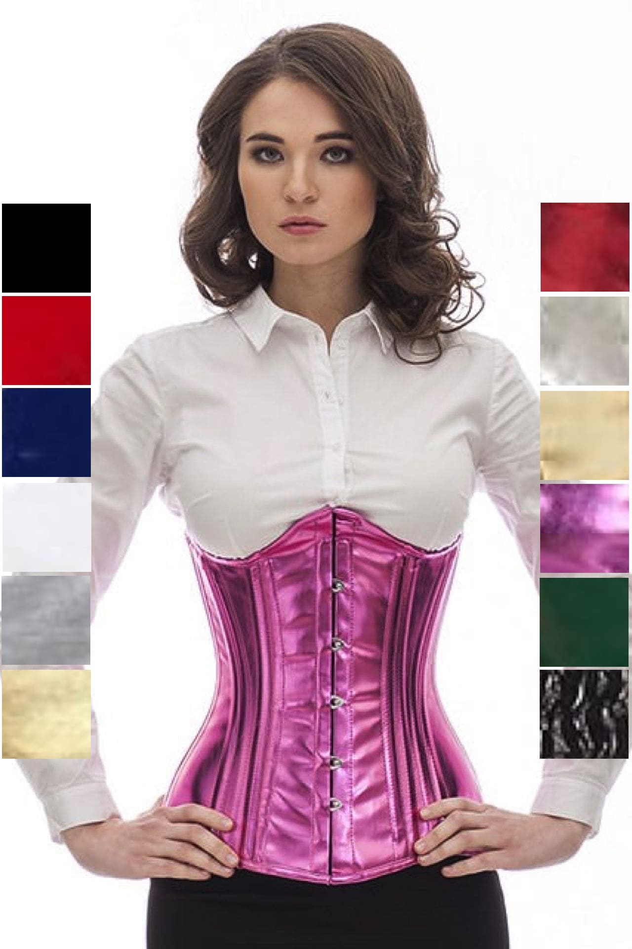Korsett Lack Pink Glitter Unterbrust geschwungen Korsett Lack Pink Glitter Unterbrust geschwungen