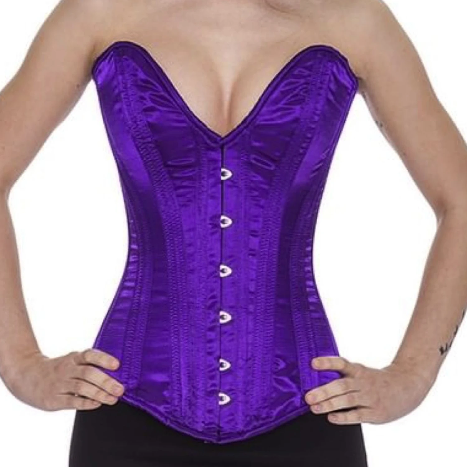 Korsett Vollbrust tiefer Ausschnitt Satin Violett sl09
