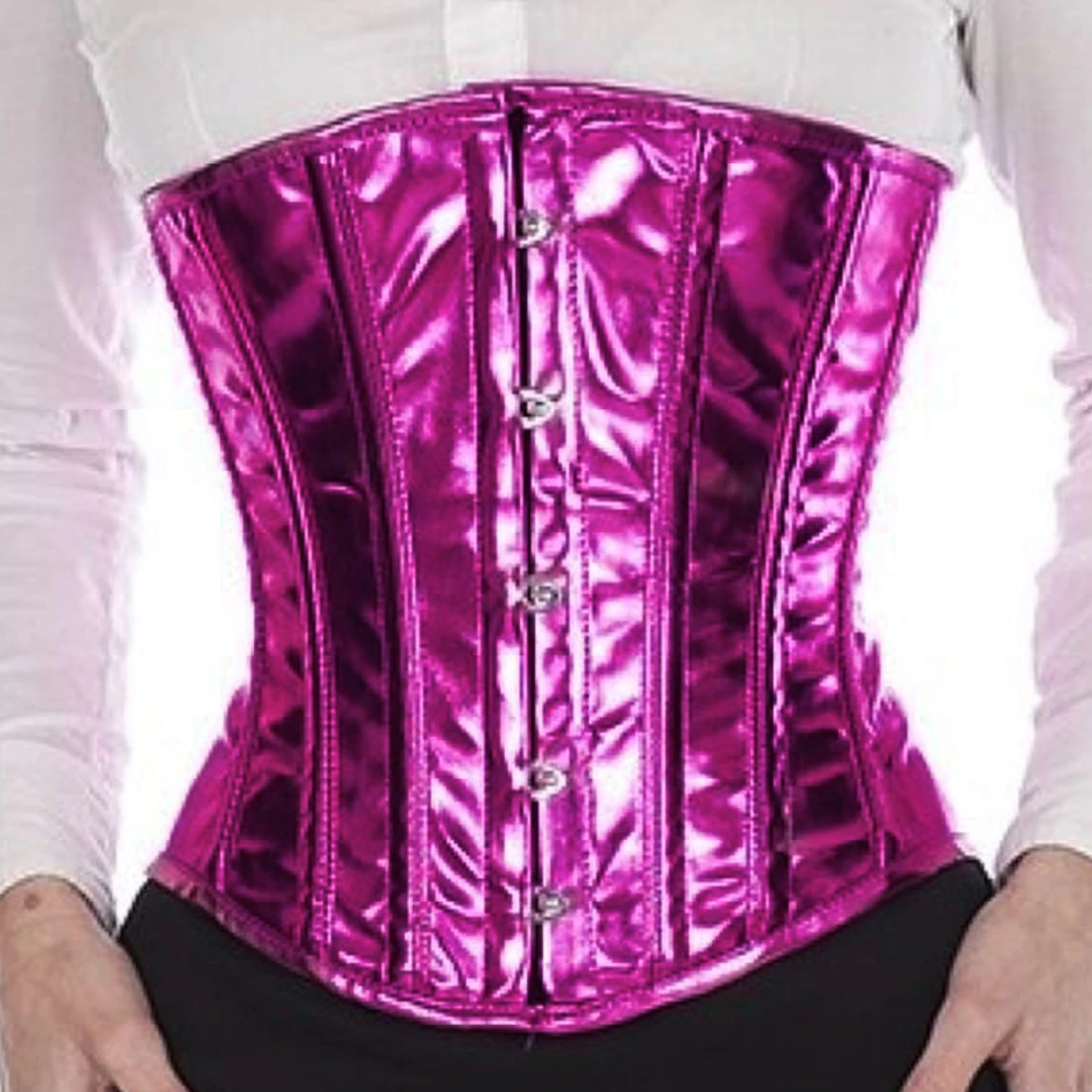Korsett Unterbrust Lack Pink Glitter puG7