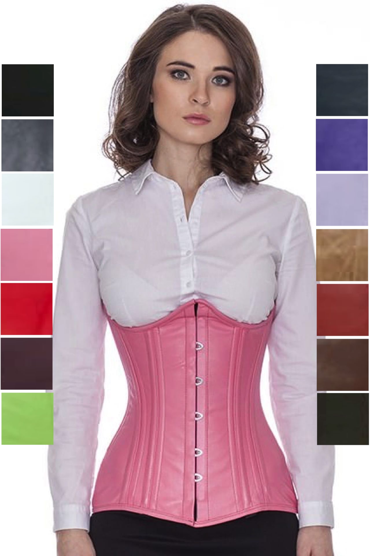 Korsett Unterbrust geschwungen Leder Rosa ln22 Korsett Unterbrust geschwungen Leder Rosa ln22