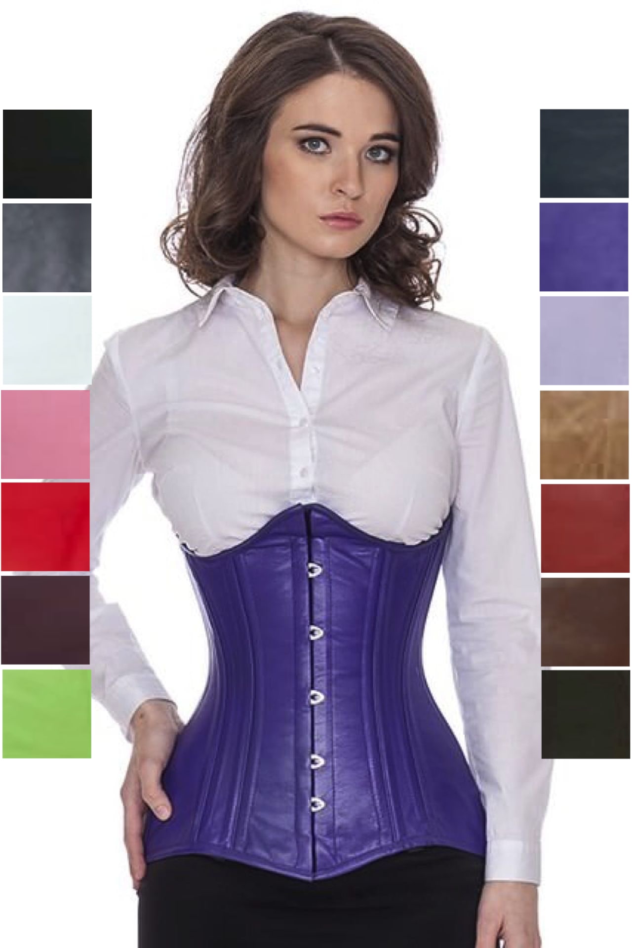 Korsett Unterbrust geschwungen Leder Violett ln32