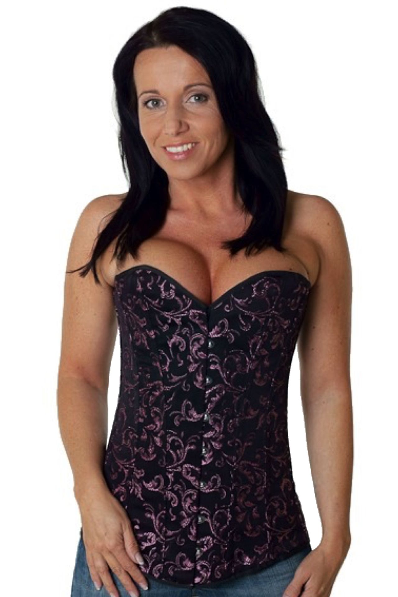 Korsett Brokat Pink Vollbrust Korsett Brokat Pink Vollbrust