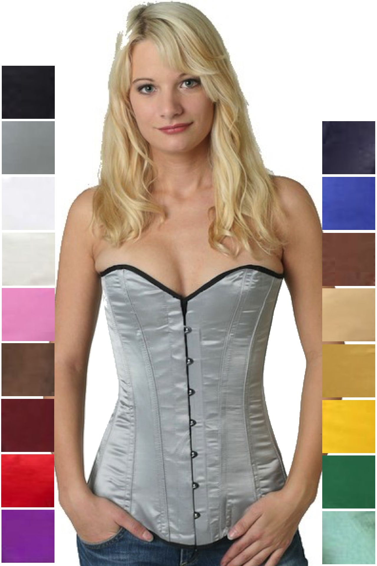 Korsett Vollbrust Satin Grau sy01 Korsett Vollbrust Satin Grau sy01