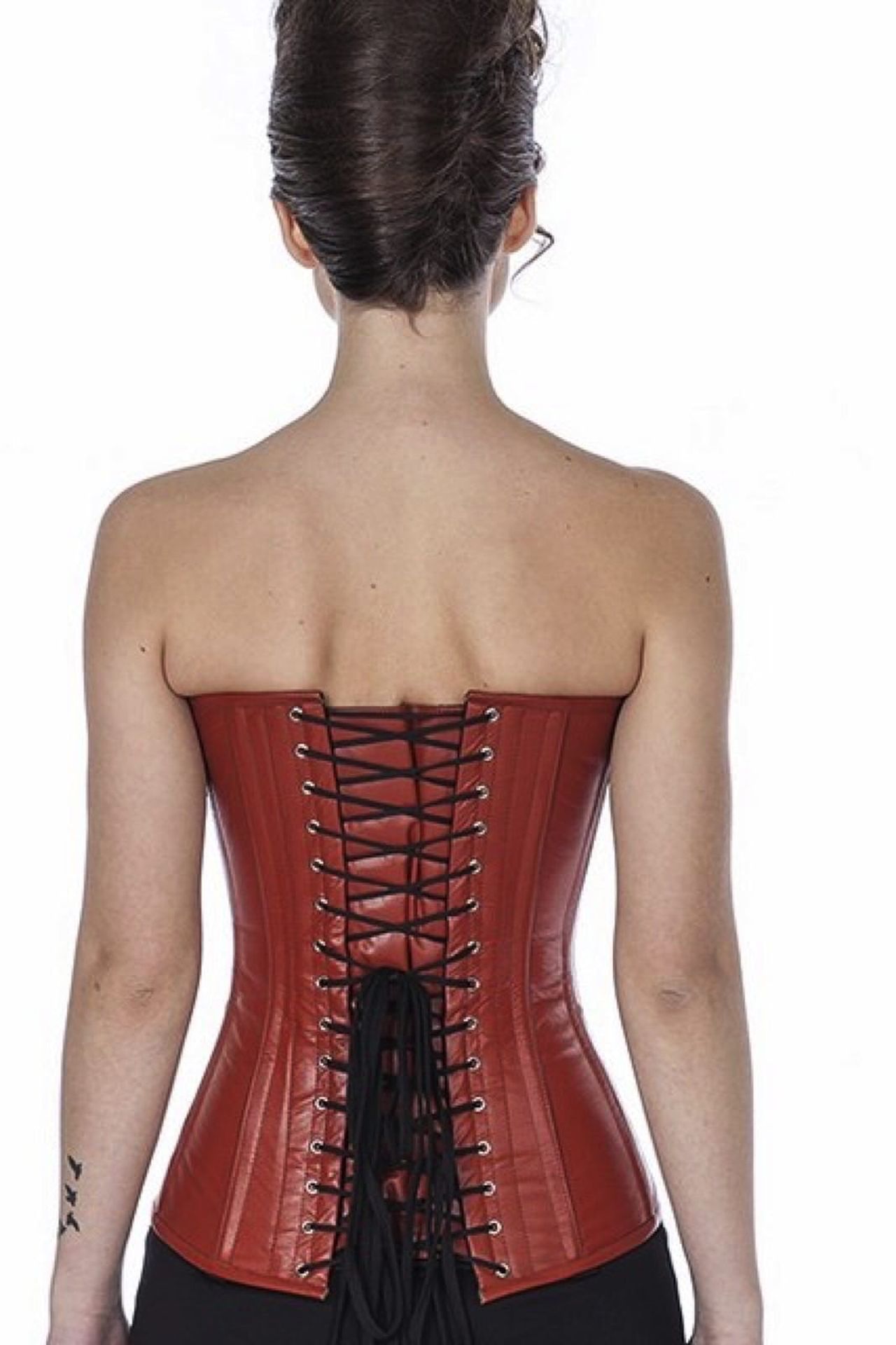 Korsett Braun Hellbraun Leder Vollbrust ly27
