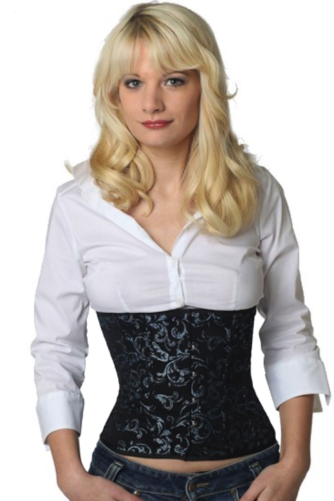 Korsett Brokat Blau Taillenkorsett Korsett Brokat Blau Taillenkorsett