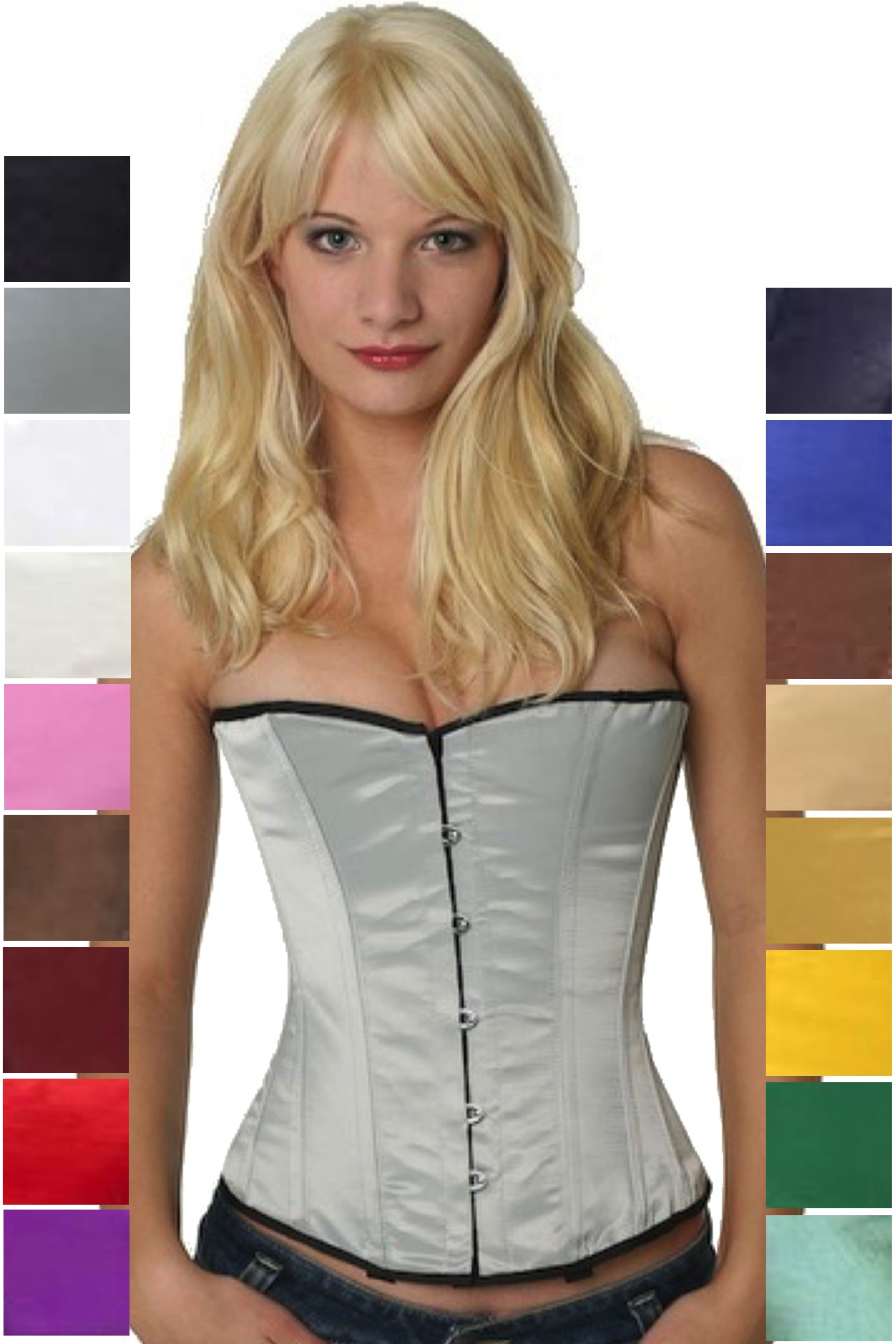 Korsett silber Satin Halbbrust Korsett silber Satin Halbbrust